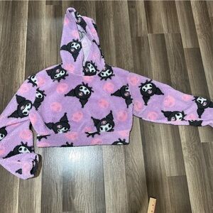 Sanrio Kuromi Hooded cropped sherpa sweatshirt XL